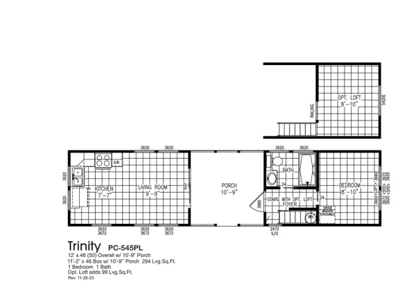 Trinity PC-545PL: Explore Our 294 Sq Ft Efficient Tiny Home with a Loft!